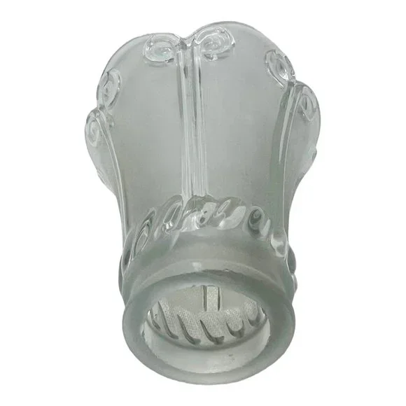 Vintage Clear Frosted Replacement Thick Glass Lamp Shade Bell Etched Ceiling Fan - Picture 5 of 13